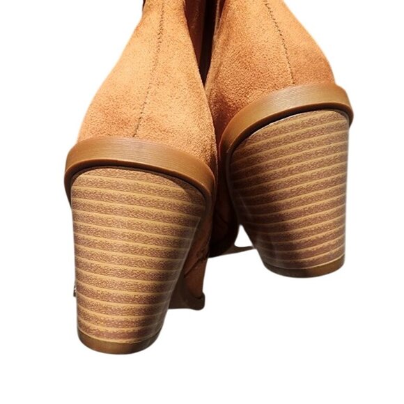 Suede Western Knee-High Boots Cognac Brown Women's 7.5 - Picture 7 of 15